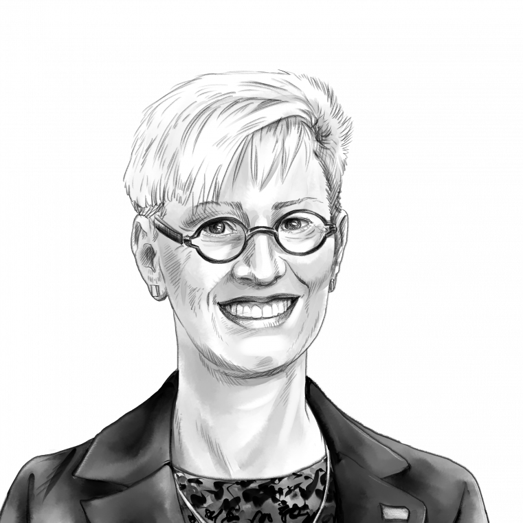 Portraitzeichnung von Prof. Dr.-Ing. Anke Kaysser-Pyzalla